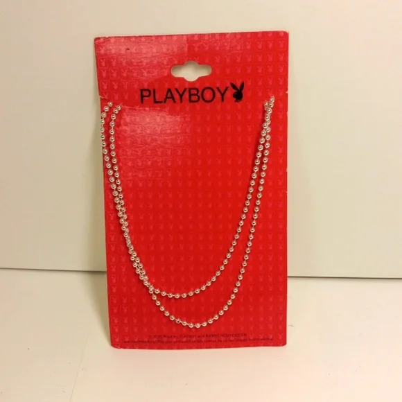 Playboy Necklace -Dog tag style Chain 28" inches Silver Plated New - Picture 5 of 5